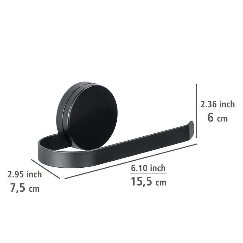Static-Loc® Plus Pavia Toilet Roll Holder Black No Drilling Required