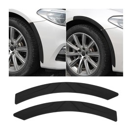 BESULEN 2PCS Car Wheel Tire Eyebrow Strips, Auto Fender Flare Arch Lip Trim Strips, Silicone Anti Collision Self Adhesive Protector Sticker for Auto Body Edge, Universal Car Accessories (Black)