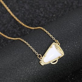 14K Gold Plated Cheer Necklace for Women Dainty Cheerleading Necklace Gymnastics Cheerleading Megaphone Necklaces Cheer Team Pendant Necklaces Cheerleading Accessories Stuff Coach Gift (Cheer)