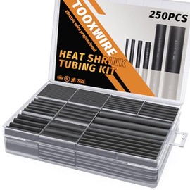 250 Pcs Heat Shrink Tubing Kit Ratio 3:1 for Wires,Marine Grade Heatshrink Wrap，Black，1.77" or 3.54" Length