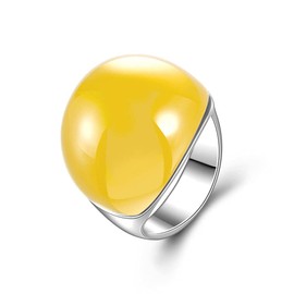 Zyoenxl Big Red Semi-Precious Stone Ring for Female opal Anillos Accessories Ring (Yellow, 10)