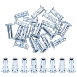 Hilitchi 20Pcs M5 Multi-Grip Rivet-Nut, Flat Head Threaded Insert Nut Pre Bulbed Threaded Shank Inserts, Zinc Plated Flat Head Slotted Nut Construction Fasteners for Industrial