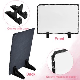 Enenes 6x8 Inch Sublimation Blank Slate 3PCS Rectangular Heat Transfer Plaque Matte Stone Photo Frame Customizable Rock Plaque for Memorial Home Keepsake Gift