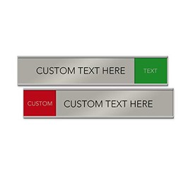 Customizable Quality Satin-Aluminum Slider Nameplates and Signs - 10 x 2 - Silver with Red/Green - Made in The USA