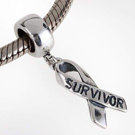 ABAOLA Survivor Ribbon Charm 925 Sterling Silver Dangle Bead for DIY Bracelet Compatible
