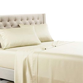 Royal Tradition Solid 600-Thread-Count, 100-Percent Cotton, 22-Inch Super Deep Pocket California King Bed Sheets Set, Ivory