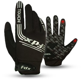 FDX Full Finger Winter Cycling Gloves, Thermal Warm, Water Resistant, Windproof, Anti- Shocking Gel Padded Palms, Touchscreen, Breathable, Anti-Slip Men Women, Racing, MTB, Riding, Running(Black XXL)