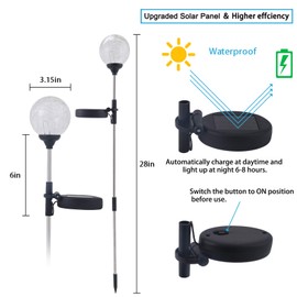 6 Pack Decorative Solar Powered Outdoor Garden Stake Glass Ball Lights for Yard,Color Changing Solar Lawn Globe Lights Waterproof Decor for Christmas Decoration Gift for Mom Wife Friend