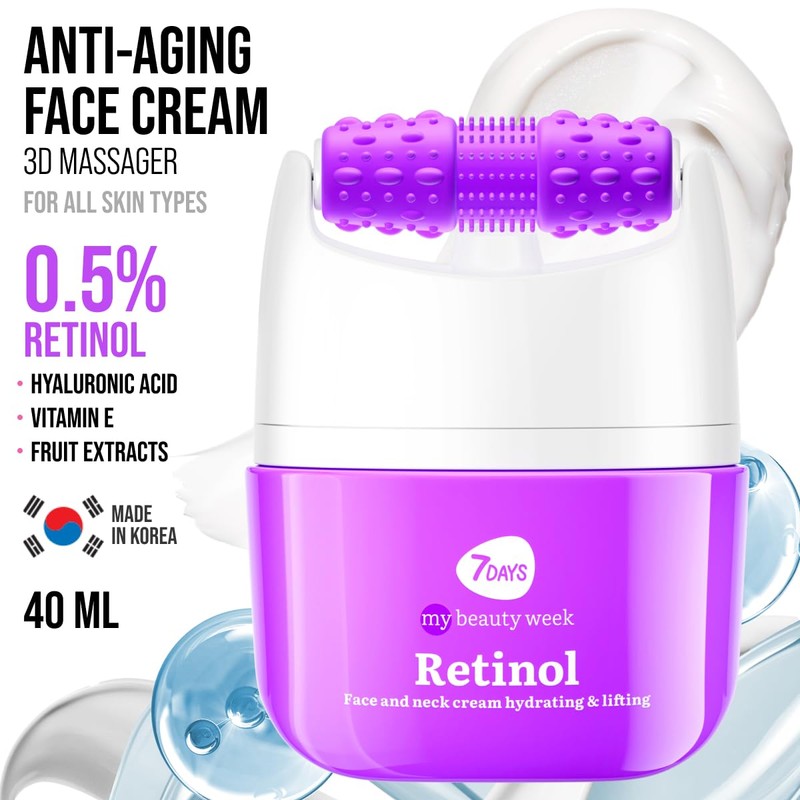 7DAYS Rejuvenating Face Cream with Retinol and Massager - 40ml