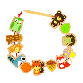 [ Classic World クラシックワールド フォレスト ビーズ ] 紐通し おもちゃ ひもとおし 2歳 指先の知育 1歳半 18ヵ月 ひも通し 木製 ビーズ 知育玩具 動物 クリスマス プレゼント (CL3634)