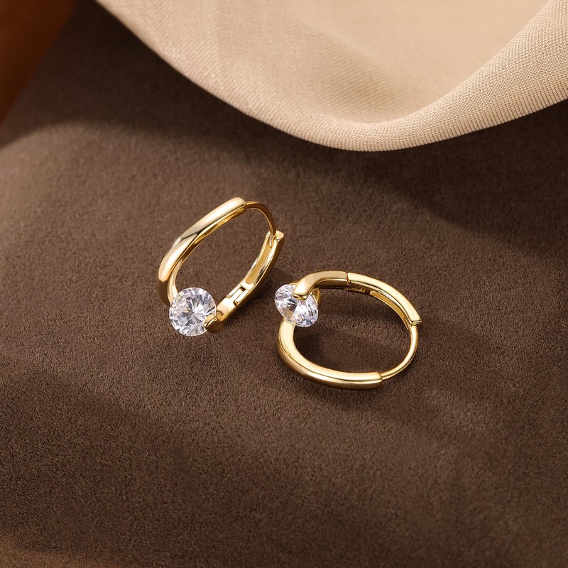 SLUYNZ Solid 925 Sterling Silver Shiny CZ Hoop Earrings for