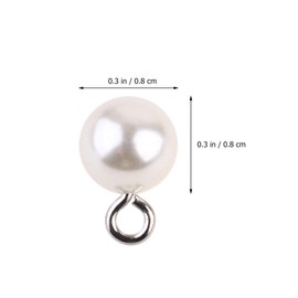 Exceart 100pcs Dangle Charms Plastic Pearl Pendant Charms Round Faux Pearl Beads for DIY Craft Earring Necklace Jewelry Making Accessory (White 0.8x0.8cm)