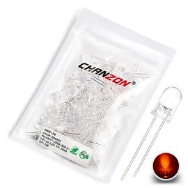 CHANZON 100 pcs 5mm Orange LED Diode Lights (Clear Round Transparent DC 2V 20mA) Bright Lighting Bulb Lamps Electronics Components Indicator Light Emitting Diodes