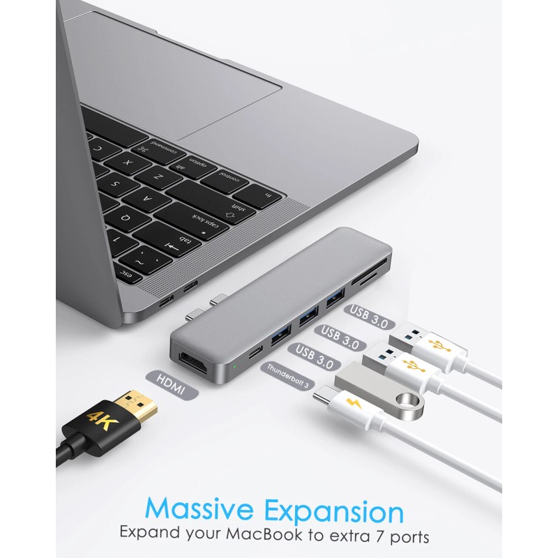 dodocool 7 in 1 Aluminum USB-C Hub Thunderbolt 3 USB