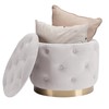 JUUON Button Tufted Velvet Round Storage Ottoman, Modern Upholstered Foot