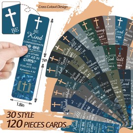 Epakh 120 Pieces Bible Verses Bookmarks with Hollow Cross Christian Gift for Church Inspirational Religious Bookmarks Gifts Reading Reward Scripture, 30 Style (Dark Style)