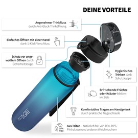 720°DGREE uberBottle Children's Water Bottle, 500 ml, softTouch with Infuser, Leak-Proof, BPA-Free Bottle for School, Sports, Fitness, Tritan Water Bottle, Slim, Lightweight, Shockproof, Reusable