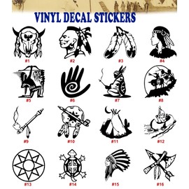 Indian Tribe Elder Vinyl Decal Sticker Native American Symbol Car Laptop Wall Window Boat Mailbox Spirit (Height: 3", Silver)