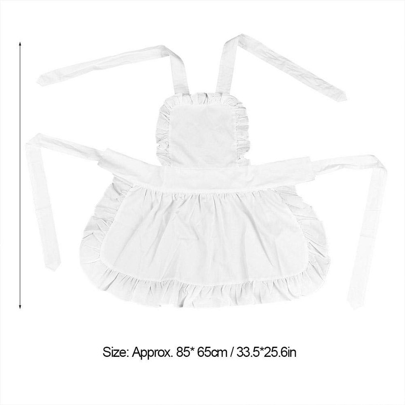 Nikou Ruffle Cooking Apron Women's Kitchen Apron Short White Adjustable