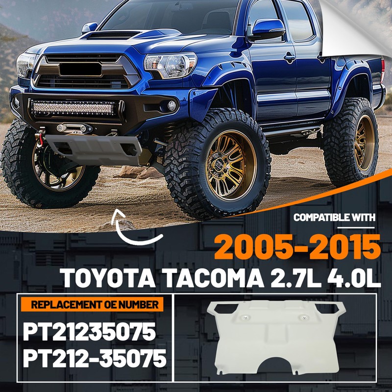 ECOTRIC Front Skid Plate Compatible with 2005-2015 Toyota Tacoma 2.7L