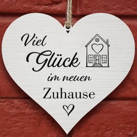 Glitzkind Wooden Sign "Viel Glück im neuen Zuhause | Gift for Housewarming Moving | New House Apartment | Gift Ideas Door Decoration for Family | Topping Out House Warming