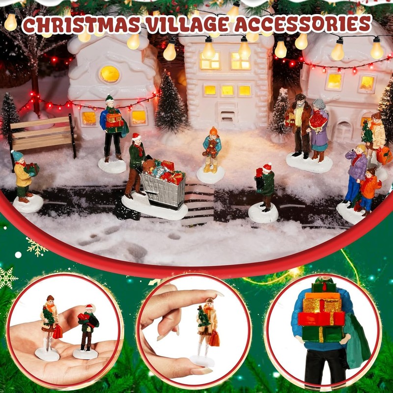 GW Box 8 Pcs Christmas Village People Figurines