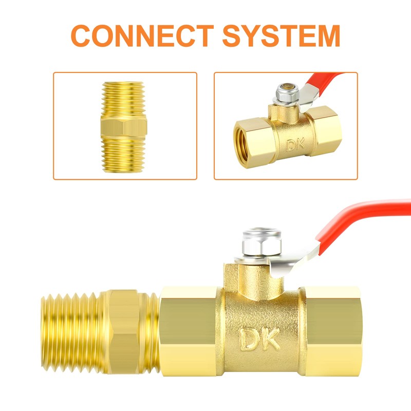 GASHER 6PCS 1/4 Inch Brass Mini Ball Valve Shut Off