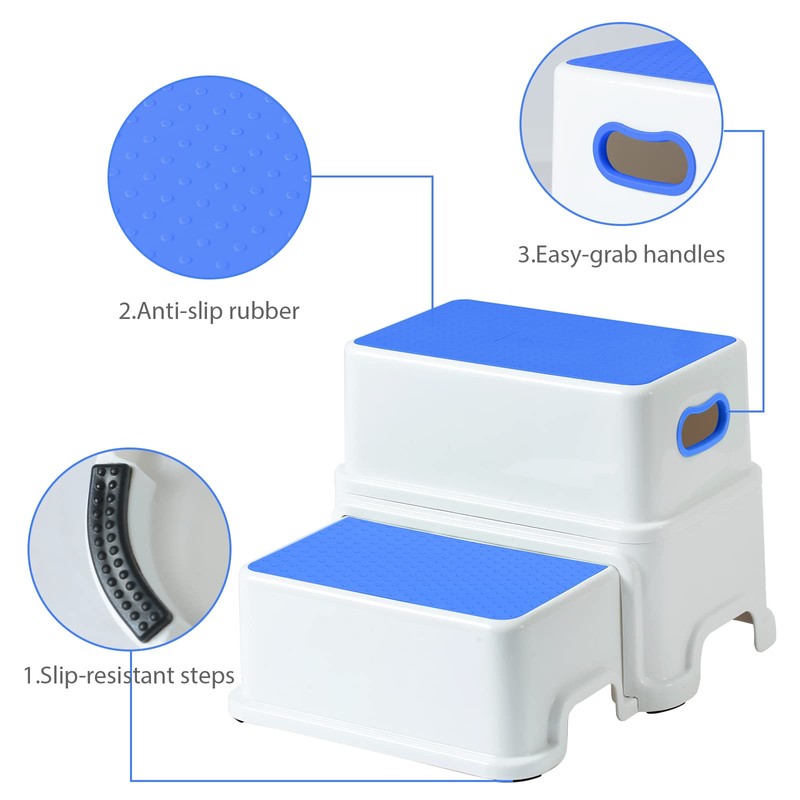 Victostar 2 Step Stool for Kids, Anti-Slip Sturdy Toddler Two