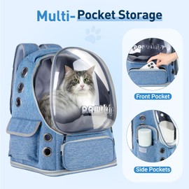 pawstrip Cat Backpack Carrier Transparent Pet Travel Carrier Airline Approved Bubble Backpack for Cats & Small Dogs, Breathable & Foldable for Hiking Outdoor Use