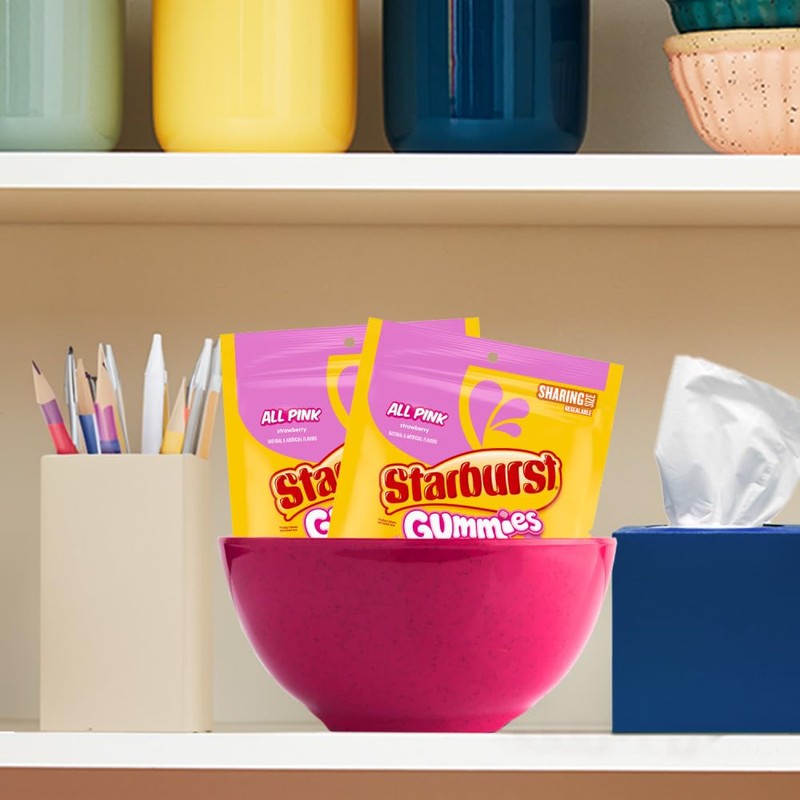 STARBURST Gummies All Pink Gummy Candy Strawberry Flavored Chewy Snacks
