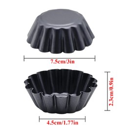 MGGi 12 Pack Egg Tart Mold, Bigger Size 3 x 0.9inch, Non-Stick Carbon Steel Molds - Mini Pie Mould, Muffin Cupcake Pudding Maker - for Pies, Chinese Egg Tart, Cakes