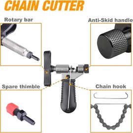 Bike Chain Repair Tool Kit, Cycling Bicycle Chain Breaker Splitter Cutter & Wear Indicator Checker & Master Link Pliers Remover & Reusable Missing Connector for 6/7/8/9/10 Speed Chain
