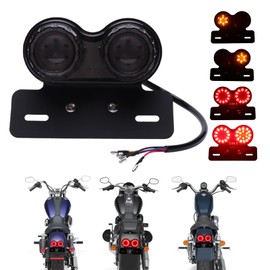 DREAMIZER Universal 40 LED Dual Motorcycle Tail Light Brake Light Indicator Running Lamp with Number Plate Holder for Custom Street Bike Dirt Bike Cruiser Chopper (Smoke)