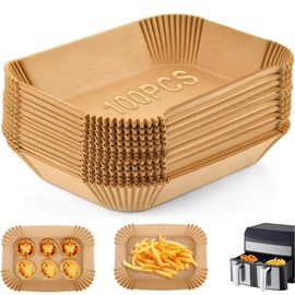 NEXROLA Baking Paper for Hot Air Fryer, 100 Sheets, Airfryer Baking Paper Suitable for 5-8L Hot Air Fryers (22 x 14 x 4.5 cm), Airfryer Accessories with High Temperature Resistant