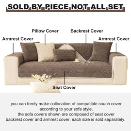 vctops Geometric Jacquard Plush Sofa Couch Covers Farmhouse Neutral Non Slip Sectional Couch Cover Soft Warm Sofa Slipcover for Dogs, Children, Pets Furniture Protector (Brown,28"x82")