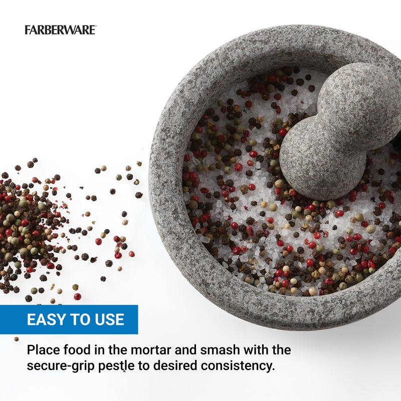 Farberware Professional Granite Molcajete Mortar and Pestle Stone Grinder, 4-Cup
