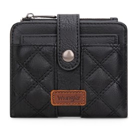X Wrangler Black Quilted Wallets for Women Small Bifold Ladies Wallet Female Travel Credit Card Wallets, Card Cases & Money Organizers RFID Blocking Wallet with Removable ID Window