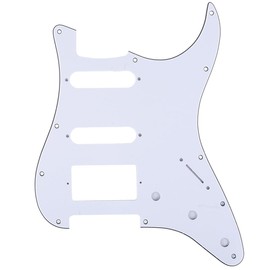 Musiclily Pro 11 Holes HSS Strat Pickguard Guitar Pickguard for American Modern Style Stratocaster Electric Guitar, 3-Ply White