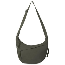 Nylon Crescent Crossbody Bag Hobo Bag for Women Men, Small Dumpling Shoulder bag with Adjustable Strap, Casual Sling Bag, Armygreen, Small