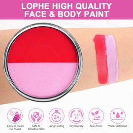 LOPHE Face Body Paint, 2 Colors Water Soluble Face Body Makeup Pigment for Adults Kids, Water Based Face Palette Paint, Face Painting Supplies for Halloween Drama Stage Performance Makeup, 30g