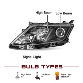 JSBOYAT Projector Headlight Assembly Replacement for 2010 to 2012 Ford Fusion Headlamp (Left Driver Side)