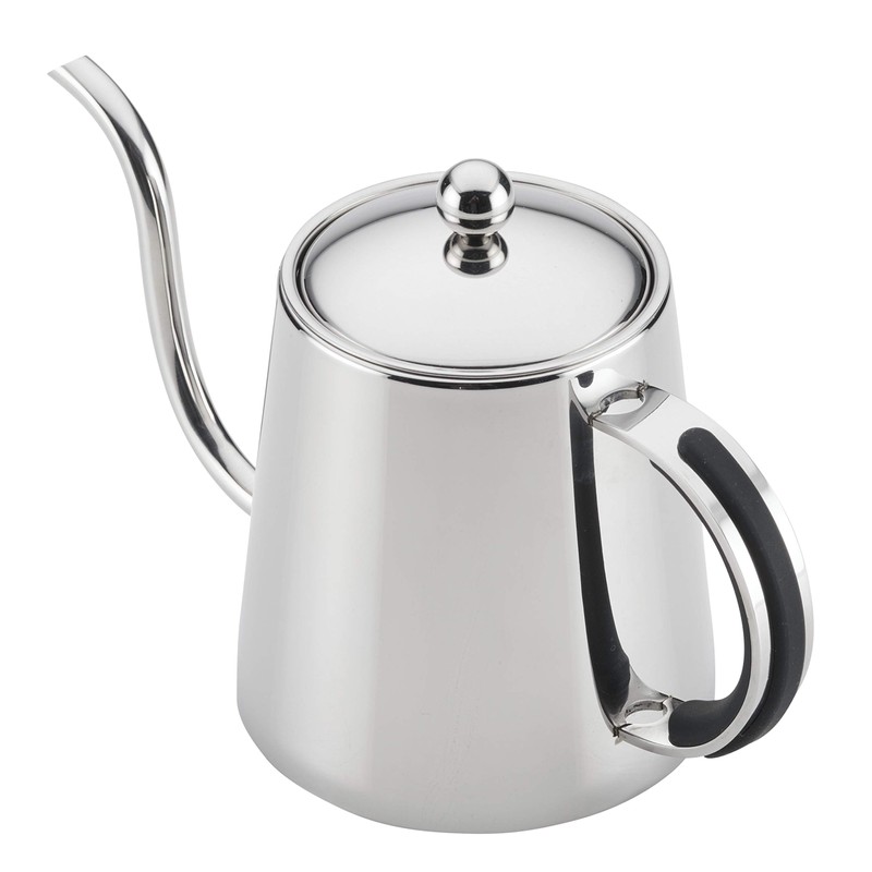 BonJour Stainless Steel Pour Over Teapot with Black Handle, 23-Ounce