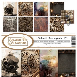 Reminisce Splendid Steampunk Scrapbook Collection Kit, White 12x12 inches