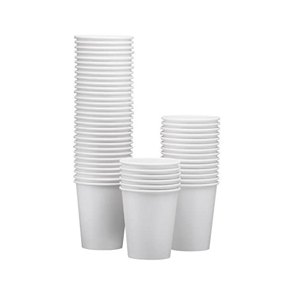 NYHI 200-Pack 8 oz White Paper Disposable Cups – Hot/Cold Beverage Drinking Cup for Water, Juice, Coffee or Tea – Ideal for Water Coolers, Party, or Coffee On the Go’