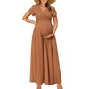 OUGES Short Sleeve Summer Maternity Maxi Dresses for Women 2025