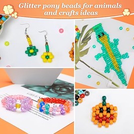 Eppingwin 2.5 lb Wholesale Large Pony Beads (6x9 mm) Bucket, Easy Storage Glitter Pony Beads Bulk, Over 4500 Pony Beads for Jewelry Making, Beads for Crafts (Glitter)