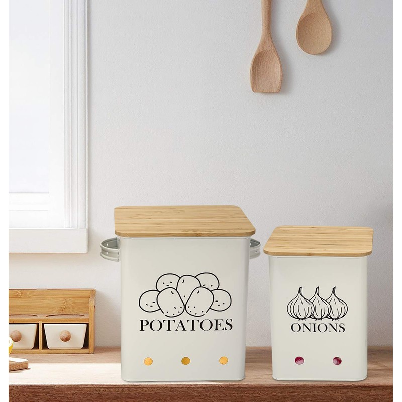 Xbopetda Potato Onion Storage Bin, Kitchen Storage Canister Set of