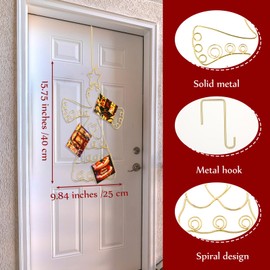 Fullhawl Christmas Card Holder Spiral Metal Wreath Xmas Wall Hanging Photo Greeting Card Holder Wire Loop Picture Display Insert Wall Decor (Angel)
