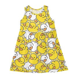 SLHKPNS Girls Summer Dress Duck Rubber Casual Toddler Girls Sleeveless Dress Girls Sundress 3T