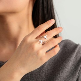 kkjoy Stainless Steel Five Flower Ring Adjustable Open Finger Rings for Women Girls, Stainless Steel, No Gemstone